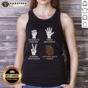 San Diego Padres tank top featuring 'Nothing Beats Rock, Beats Scissors, Paper Beats Rock, Scissors Beats Paper' design.
