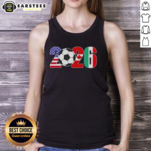 Official 2026 International Soccer Tournament flags tank top featuring vibrant national flags and sporty design.
