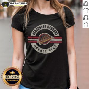 Vintage Vancouver Canucks ladies tee featuring original logo in a stylish surround design for fans and fashion lovers.