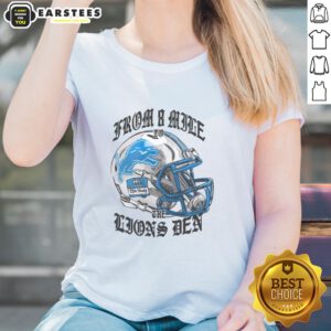 Alt Text: Premium Eminem X Detroit Lions helmet ladies tee showcasing stylish design and vibrant colors.