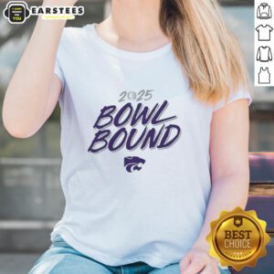 Premium Kansas State Wildcats 2025 Bowl Bound ladies tee in purple, featuring team logo and stylish design for fans.