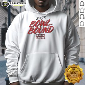Alt Text: Premium Louisiana Ragin' Cajuns 2025 Bowl Bound hoodie showcasing team colors and logo, perfect for fans.