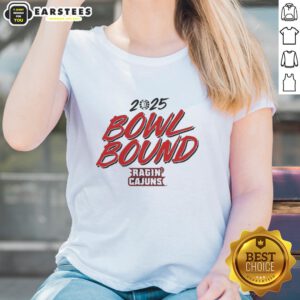 Premium Louisiana Ragin Cajuns 2025 Bowl Bound ladies tee featuring vibrant team colors and stylish design.
