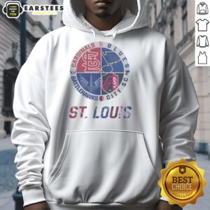 Premium St. Louis Cardinals, Blues, Battlehawks, and City SC hoodie showcasing team logos and vibrant colors.