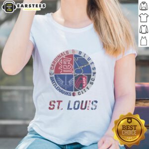 Premium St. Louis Cardinals, Blues, Battlehawks, and City SC ladies tee showcasing team pride and style.