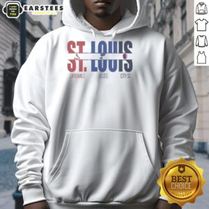 Premium St. Louis City hoodie featuring St. Louis Cardinals and Blues logos, perfect for sports fans.