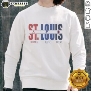 Premium St. Louis City sweatshirt featuring St. Louis Cardinals and Blues cut text design for sports fans.