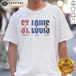 Premium St. Louis City SC T-shirt featuring St. Louis Cardinals and Blues logos, perfect for sports fans.