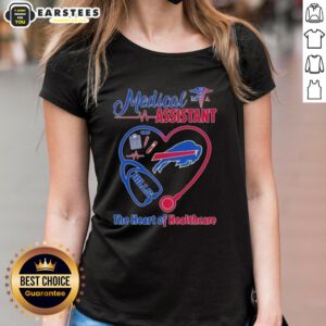 Premium stethoscope graphic on a Buffalo Bills tee for nurses, celebrating the heart of healthcare in style.