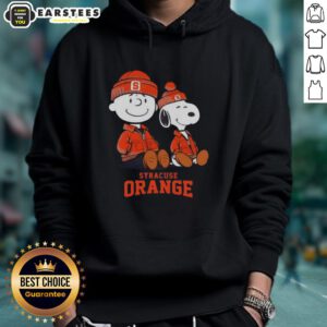 Alt Text: Premium Syracuse Orange X Snoopy and Charlie Brown hoodie featuring vibrant graphics and stylish design for fans.