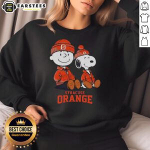 Premium Syracuse Orange X Snoopy and Charlie Brown sweatshirt featuring vibrant graphics and cozy design.