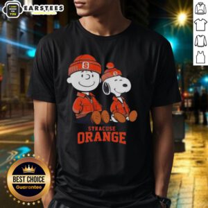 Premium Syracuse Orange X Snoopy and Charlie Brown T-Shirt featuring vibrant graphics of beloved characters on a stylish design.