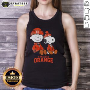 Premium Syracuse Orange X Snoopy and Charlie Brown tank top featuring vibrant graphics and a stylish design for fans.