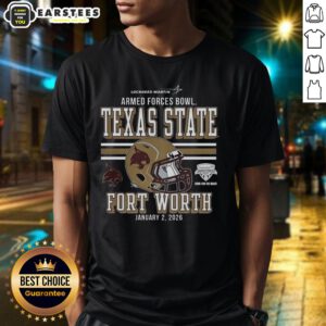 Premium Texas State Bobcats 2025 Armed Forces Bowl Bound T-Shirt featuring team logo and vibrant design for fans.