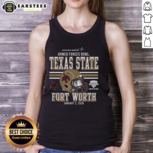Premium Texas State Bobcats 2025 Armed Forces Bowl Bound tank top showcasing team pride and spirit for fans.