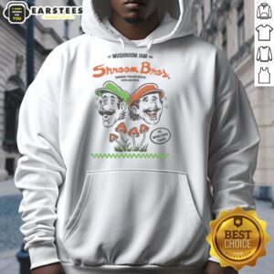 Alt Text: Premium Mushroom Jam hoodie featuring Mario and Luigi, established 1985, by Shroom Bros in Wahoo Tentic flavor.