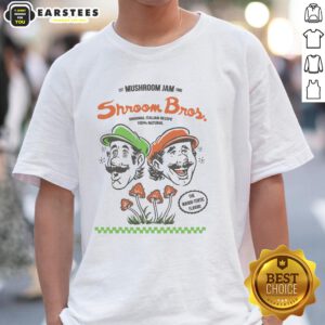 Premium The Mushroom Jam T-Shirt featuring Mario and Luigi, celebrating Shroom Bros with Wahoo-Tentic flavor since 1985.
