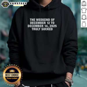 Premium hoodie featuring 'The Weekend of December 12 to December 15, 2025 Truly Sucked' design in stylish typography.