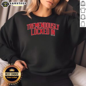 Premium Tremendously Locked-In Sweatshirt in navy blue, showcasing a stylish design and comfortable fit for everyday wear.