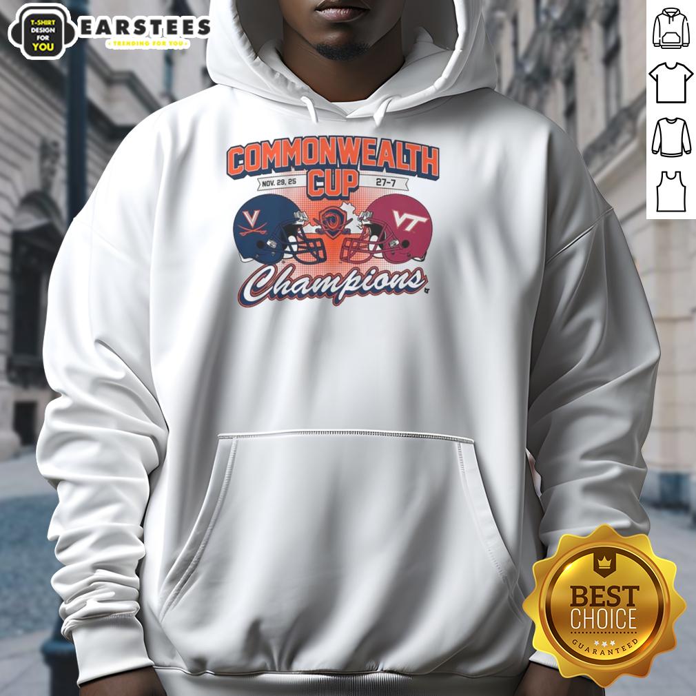 Premium Virginia Cavaliers Commonwealth Cup Winner 2025 Hoodie featuring team colors and logo, perfect for fans.