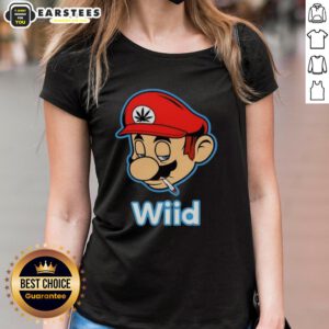 Premium Wiid Super Mario Smoking Weed Ladies Tee featuring a playful design of Mario enjoying cannabis.