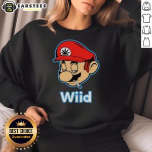 Premium Wiid Super Mario Smoking Weed Sweatshirt featuring a colorful design of Mario with a cannabis theme.