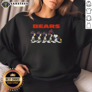 Top Chicago Bears X Peanuts Snoopy and Friends Abbey Road Sweatshirt featuring iconic characters in a fun design.