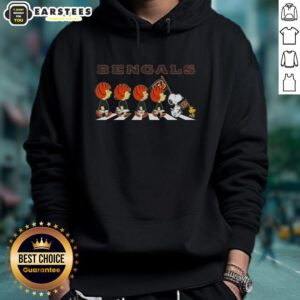 Cincinnati Bengals X Peanuts Snoopy and Friends Abbey Road hoodie featuring iconic characters in a playful design.