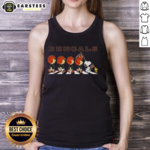 Top Cincinnati Bengals X Peanuts Snoopy and Friends Abbey Road tank top featuring iconic characters in a fun design.
