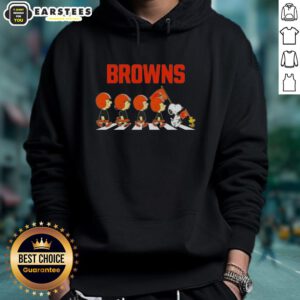 Cleveland Browns X Peanuts Snoopy and Friends Abbey Road hoodie featuring iconic characters in a stylish design.