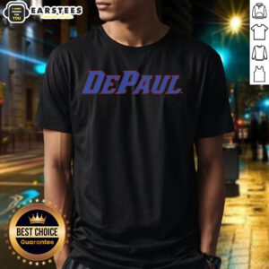 Top DePaul Blue Demons T-Shirt featuring the iconic logo in vibrant colors, perfect for fans and casual wear.