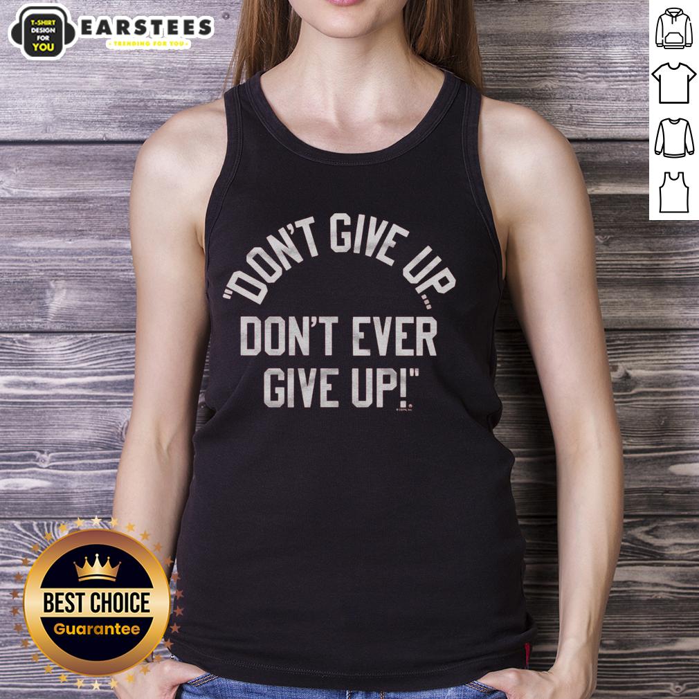 Motivational 'Don't Give Up' tank top showcasing an inspiring design perfect for fitness and positive mindset enthusiasts.