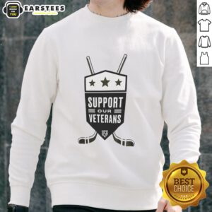 Top Support Our Veterans USA NHL Sweatshirt featuring patriotic design and NHL logo for veteran support enthusiasts.