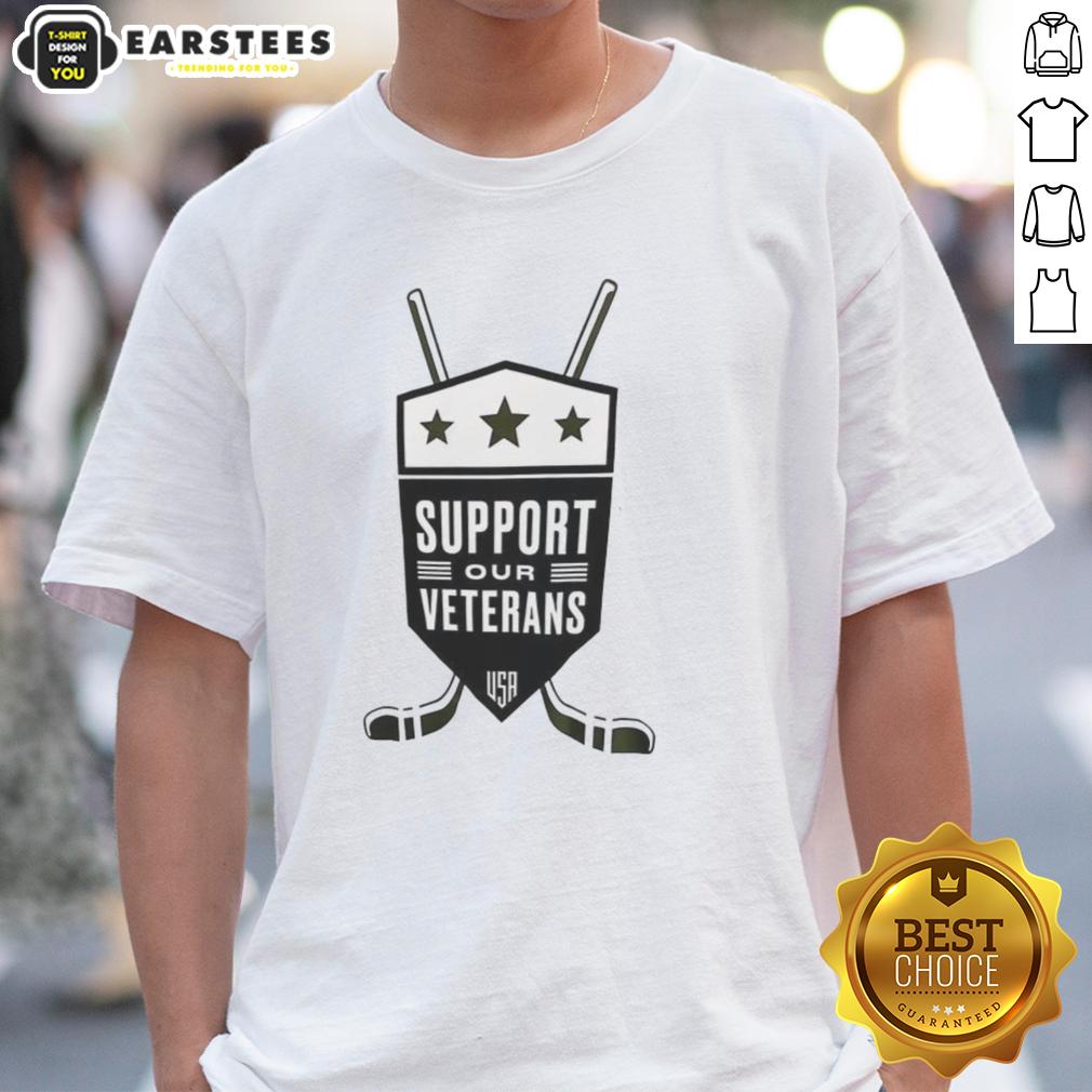 Top Support Our Veterans USA NHL T-Shirt featuring patriotic design and team logo to honor veterans.