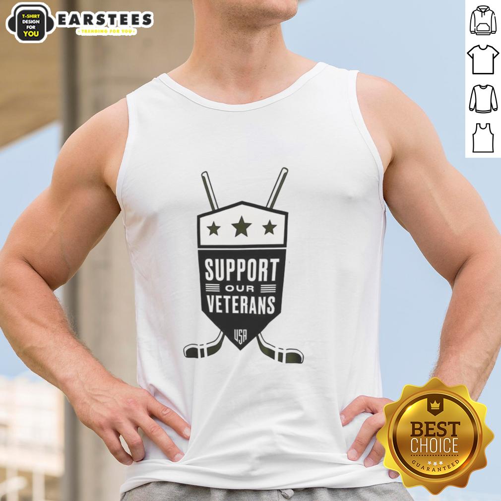 Support Our Veterans USA NHL Tank Top featuring patriotic design and team logo, perfect for sports fans and veterans' advocates.