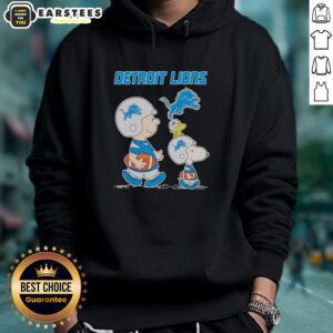 Awesome Detroit Lions X Snoopy and Charlie Brown hoodie featuring vibrant team colors and playful cartoon graphics.