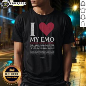 Alt Text: Awesome I Love My Emo Choose All That Apply T-Shirt featuring a bold graphic design for emo fashion lovers.