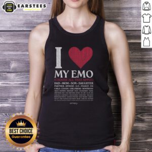 Alt Text: Awesome I Love My Emo Choose All That Apply Tank Top featuring a trendy emo design, perfect for casual outfits.
