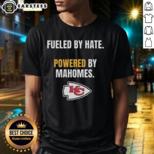 Awesome Kansas City Chiefs Fueled By Hate Powered By Mahomes T-Shirt featuring bold graphics and vibrant team colors.