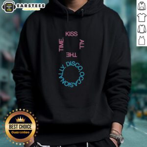 Awesome Kiss All The Time Disco Logo Hoodie featuring vibrant colors and bold logo design for stylish fans.