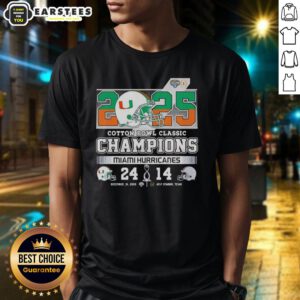 Awesome Miami Hurricanes Beat Ohio State Buckeyes Cotton Bowl Classic 2025 T-Shirt design featuring team logos and vibrant colors.