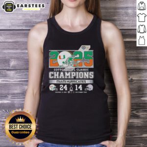 Awesome Miami Hurricanes beat Ohio State Buckeyes Cotton Bowl Classic 2025 tank top design featuring team colors and logo.