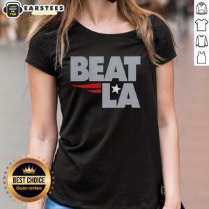 Alt Text: Awesome New England Patriots Beat La Ladies Tee featuring team colors and logo, perfect for NFL fans and women.