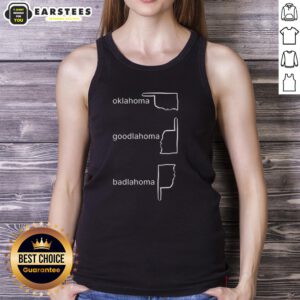 Alt Text: Stylish Awesome Oklahoma Goodlahoma Badlahoma tank top featuring vibrant colors and a fun design for Oklahoma fans.