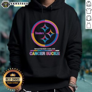 Awesome Pittsburgh Steelers Football hoodie with colorful cancer awareness design, showcasing team spirit and support.