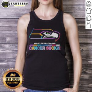 Alt Text: Seattle Seahawks Football tank top featuring vibrant colors and 'Cancer Sucks' logo, celebrating team spirit and awareness.
