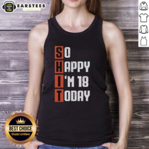 Vintage tank top celebrating turning 18 with 'So Happy I'm 18 Years Old Today' design, perfect for birthday celebrations.