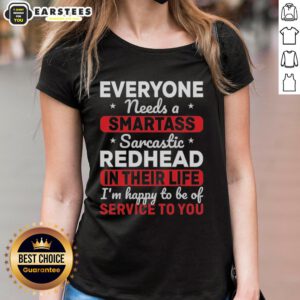 Alt Text: Cute redhead wearing a sarcastic Smartass tee, perfect for ladies who appreciate humor and sass in their wardrobe.