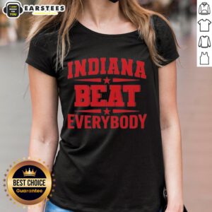 Alt Text: Cute Indiana Beat Everybody Ladies Tee featuring a stylish design perfect for fans and casual wear.