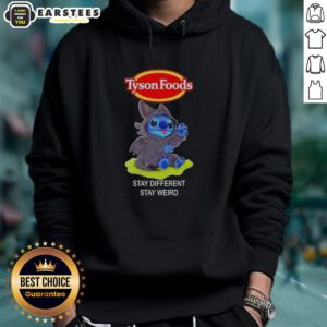 Alt Text: Cute Stitch cosplay wearing Toothless hoodie from Tyson Foods' 'Stay Different, Stay Weird' collection.